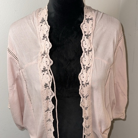 Miss Chievous blush crochet trim tassel ties cover up top Sz M - Picture 2 of 6